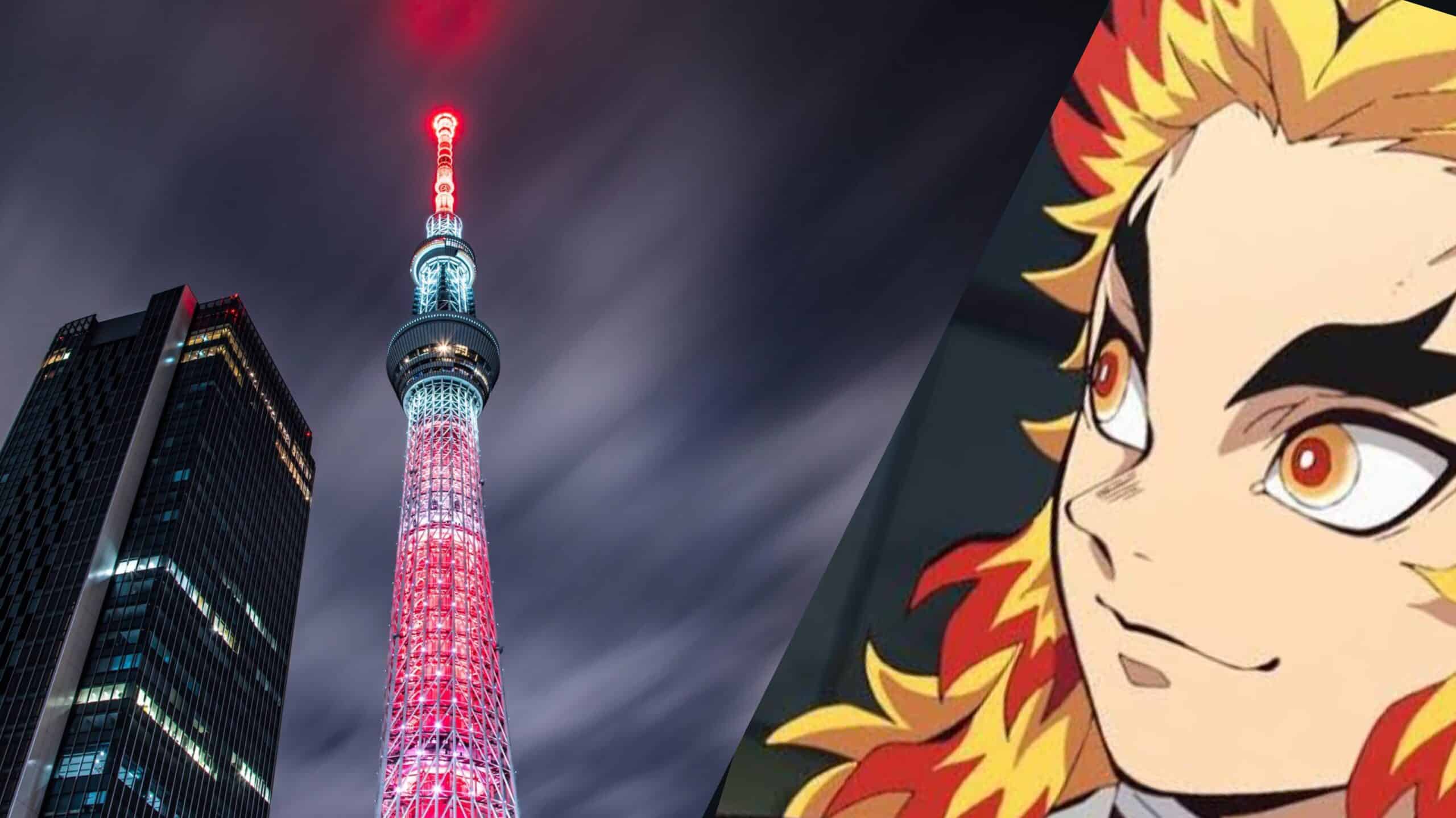 Tokyo Sky Tree Lights Up To Celebrate Upcoming Demon Slayer Movie